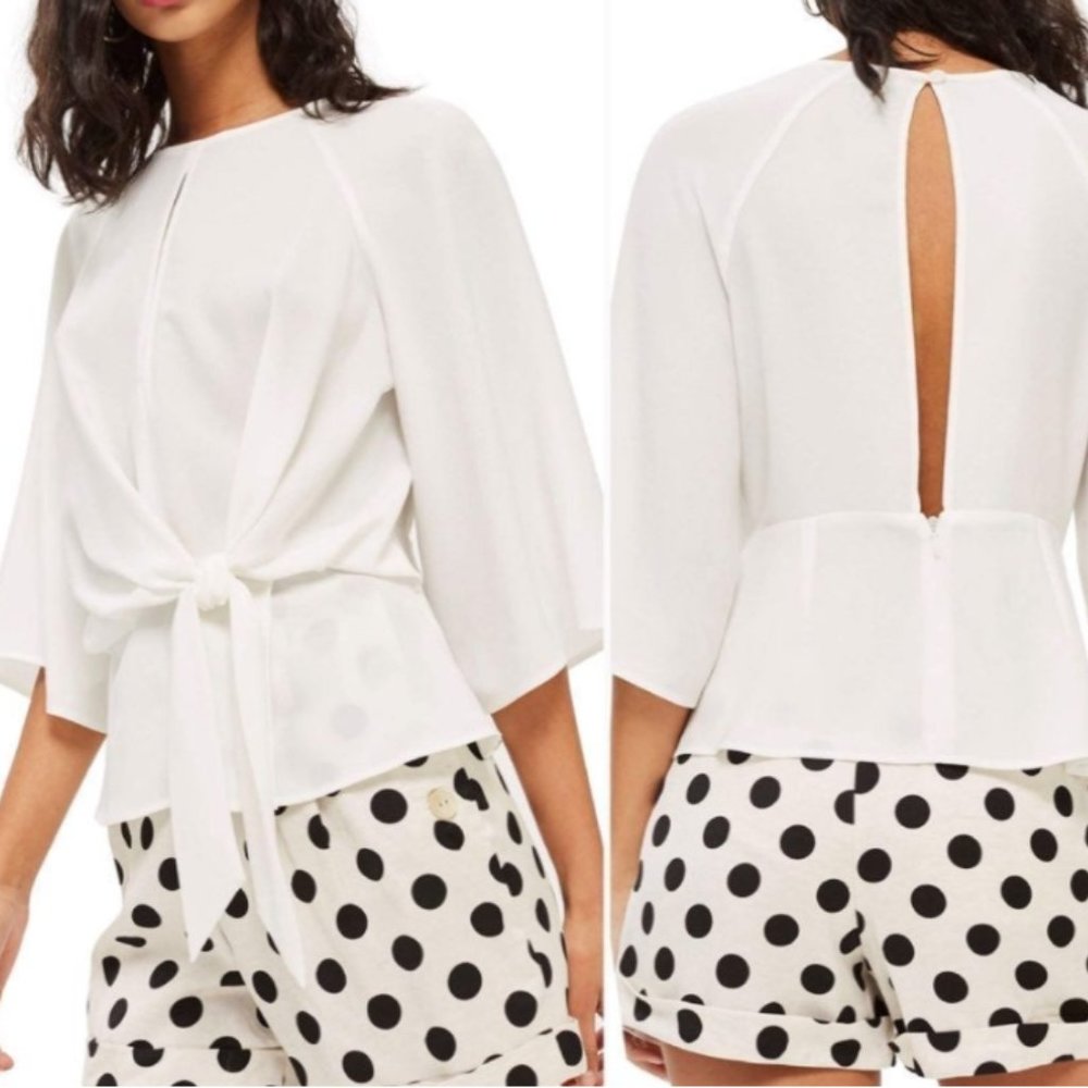 Topshop Slouchy Knot Front Blouse - 10